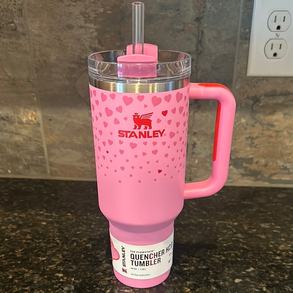 Stanley 40oz Valentines Pink Heart Quencher Tumbler